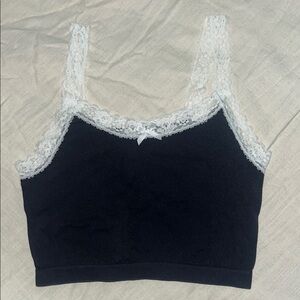 PacSun Black and White Lace Trim Tank Top